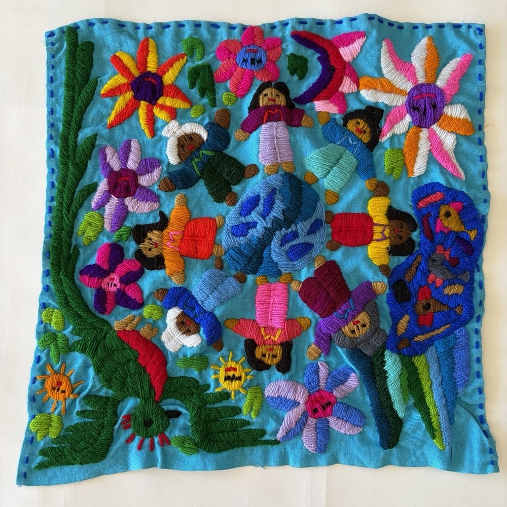Authentic Guatemalan Embroidered Pillow Huipil 15" Square for Pillow, Craft - Picture 8 of 8